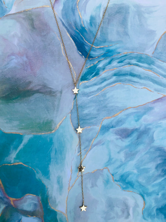 Athena Gold Star Lariat Necklace