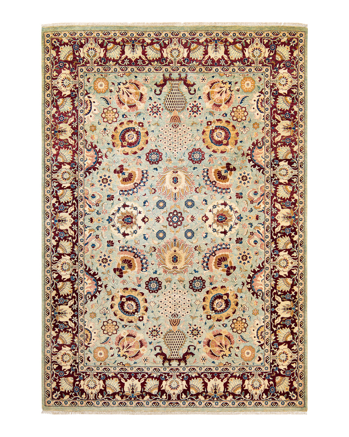 Mogul, One-of-a-Kind Hand-Knotted Area Rug - Light Blue, 6' 2" x 8' 10"
