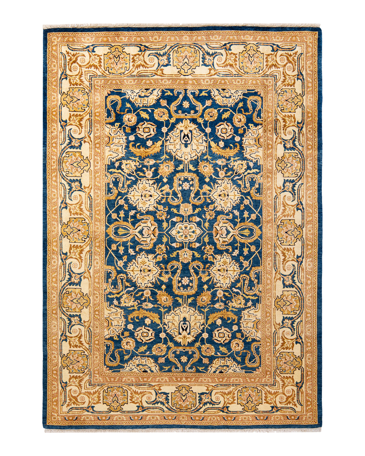 Eclectic, One-of-a-Kind Handmade Area Rug - Blue, 6' 1" x 9' 0"