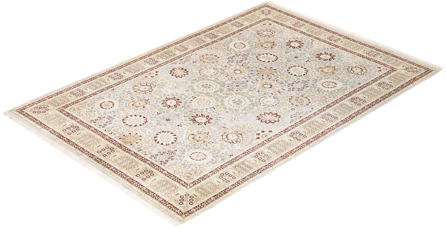 Mogul, One-of-a-Kind Handmade Area Rug - Ivory, 6' 1" x 9' 1"