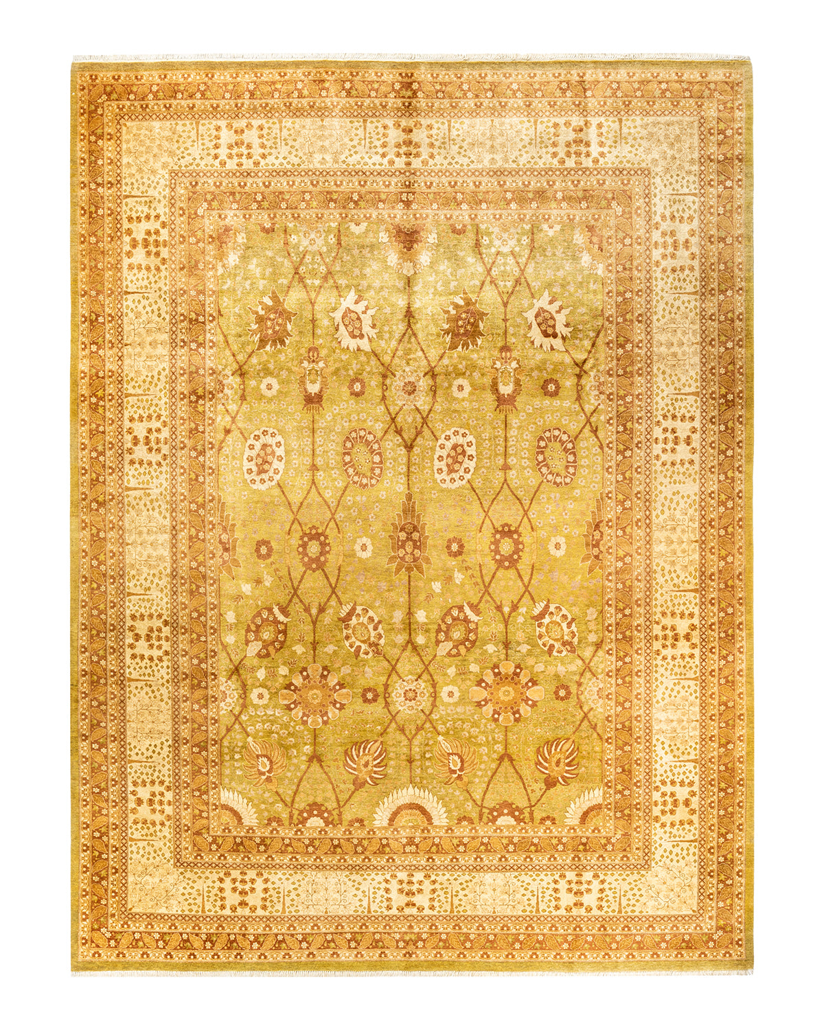 Mogul, One-of-a-Kind Handmade Area Rug - Green, 9' 2" x 12' 4"