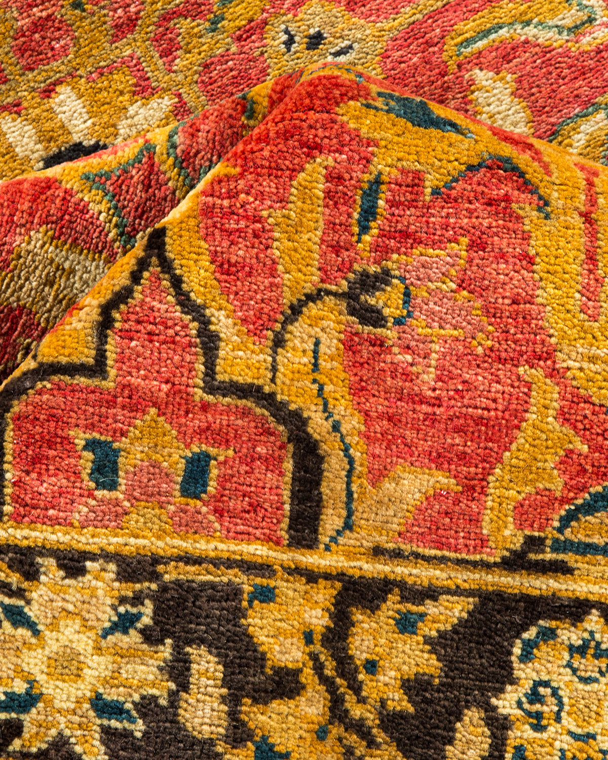 Eclectic, One-of-a-Kind Hand-Knotted Area Rug - Orange, 9' 1" x 12' 3"