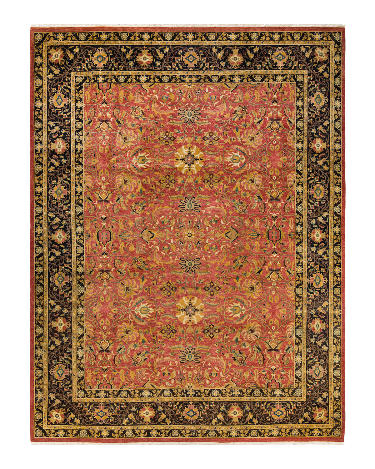Eclectic, One-of-a-Kind Hand-Knotted Area Rug - Orange, 9' 1" x 12' 3"