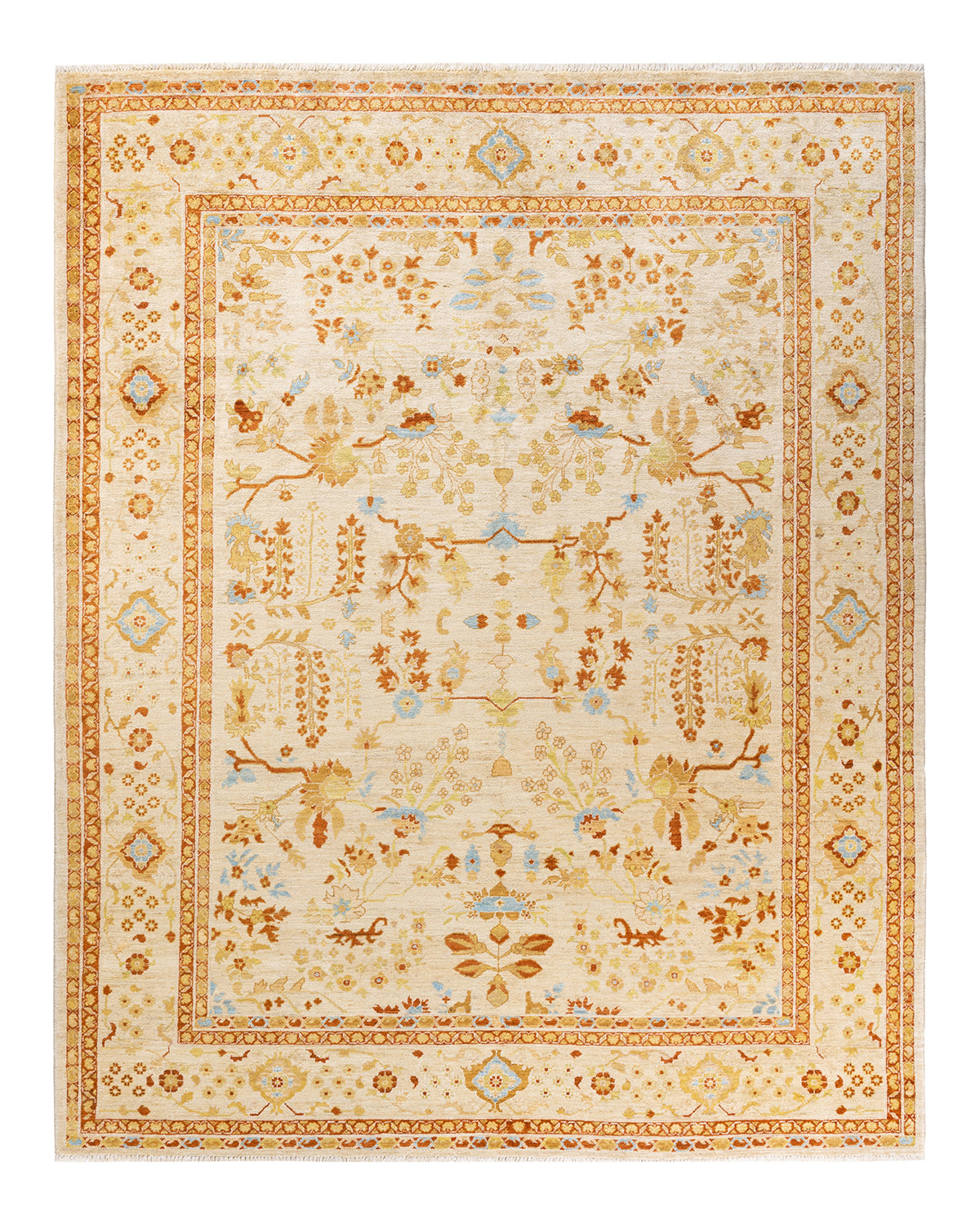 Eclectic, One-of-a-Kind Hand-Knotted Area Rug - Ivory, 8' 2" x 10' 1"