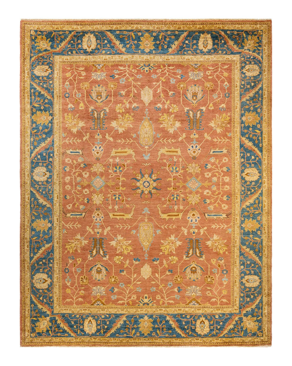 Eclectic, One-of-a-Kind Hand-Knotted Area Rug - Orange, 9' 3" x 11' 10"