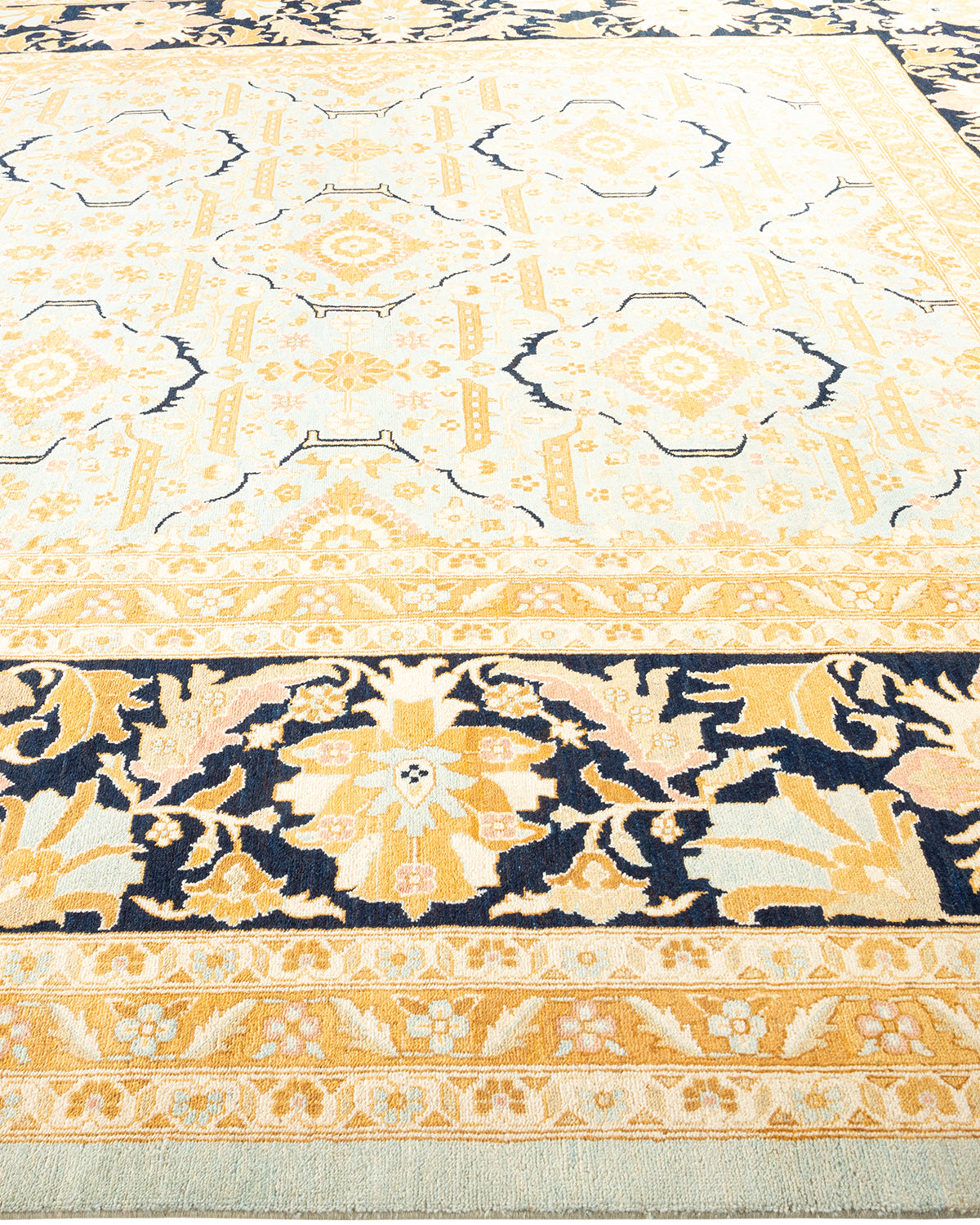 Eclectic, One-of-a-Kind Hand-Knotted Area Rug - Light Blue, 9' 1" x 9' 4"