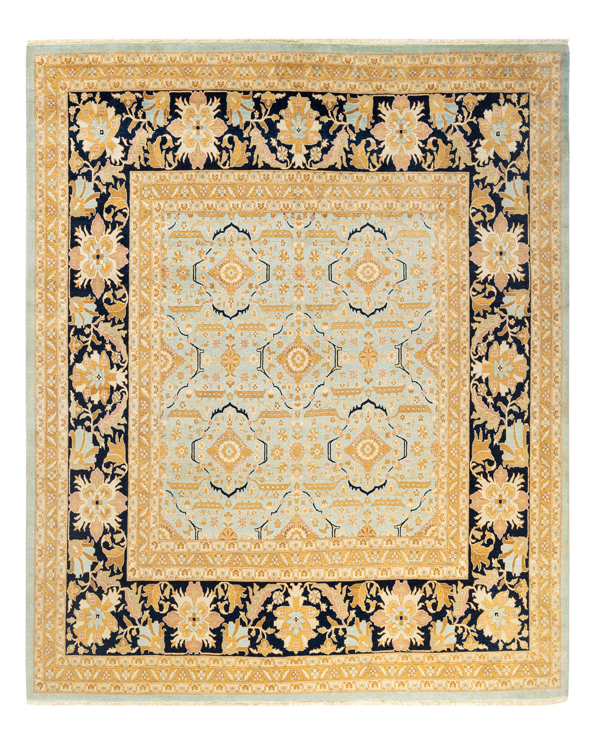 Eclectic, One-of-a-Kind Hand-Knotted Area Rug - Light Blue, 9' 1" x 9' 4"