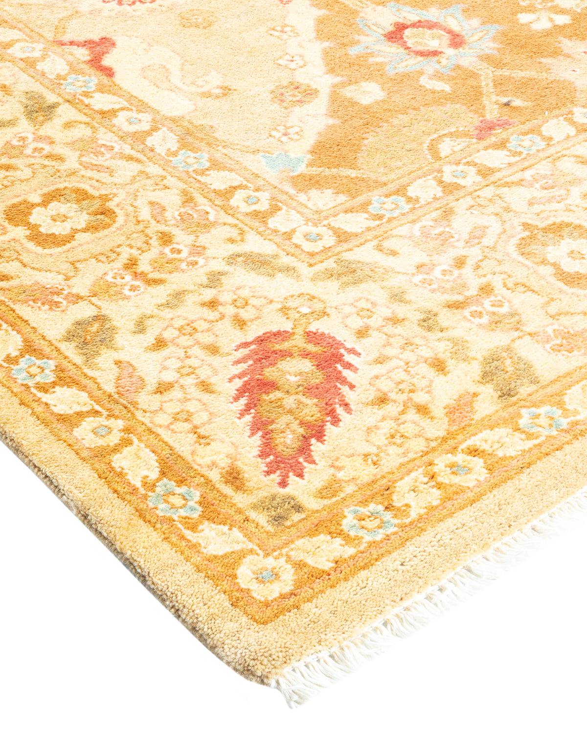 Eclectic, One-of-a-Kind Hand-Knotted Area Rug - Yellow, 6' 2" x 9' 2"