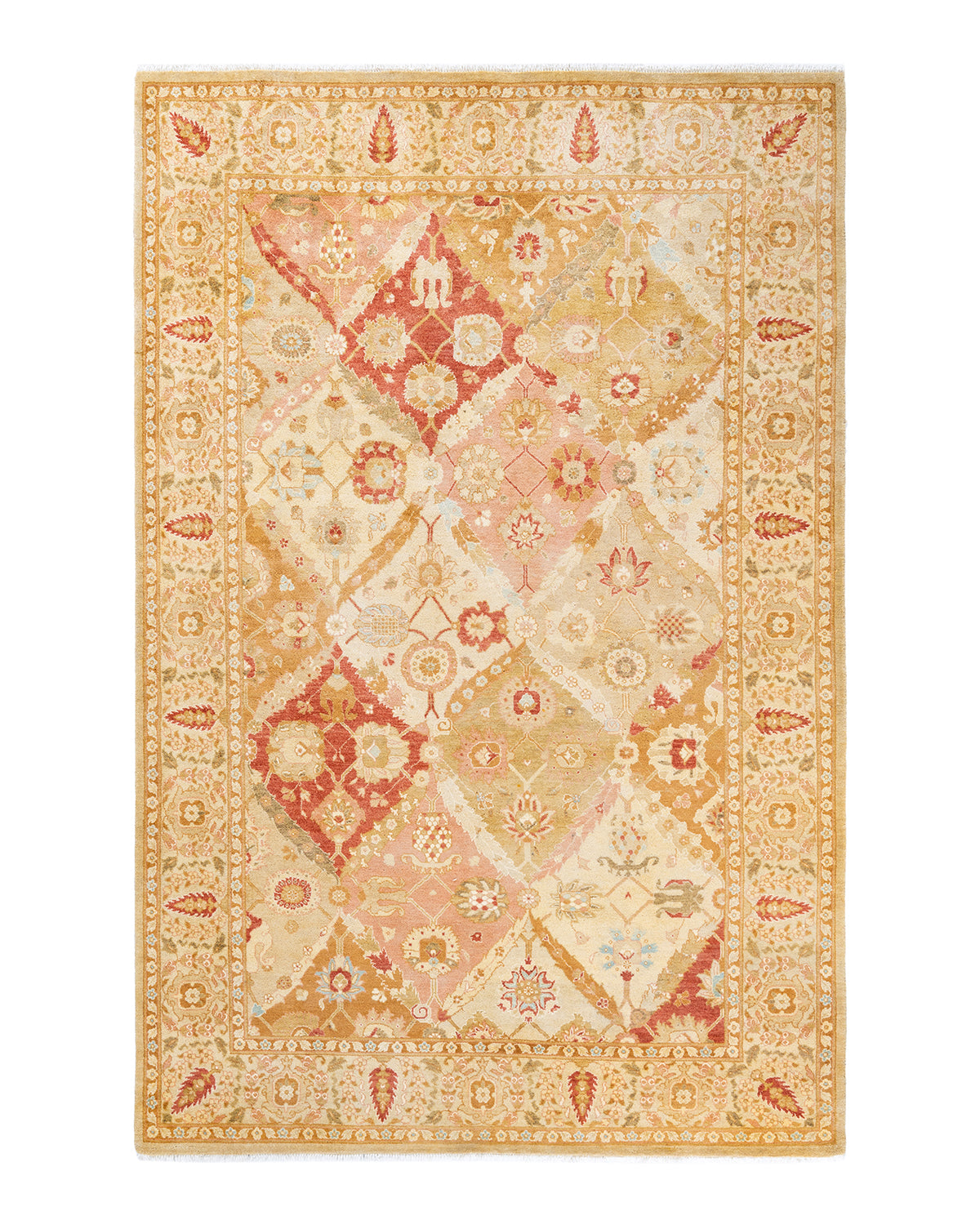Eclectic, One-of-a-Kind Hand-Knotted Area Rug - Yellow, 6' 2" x 9' 2"