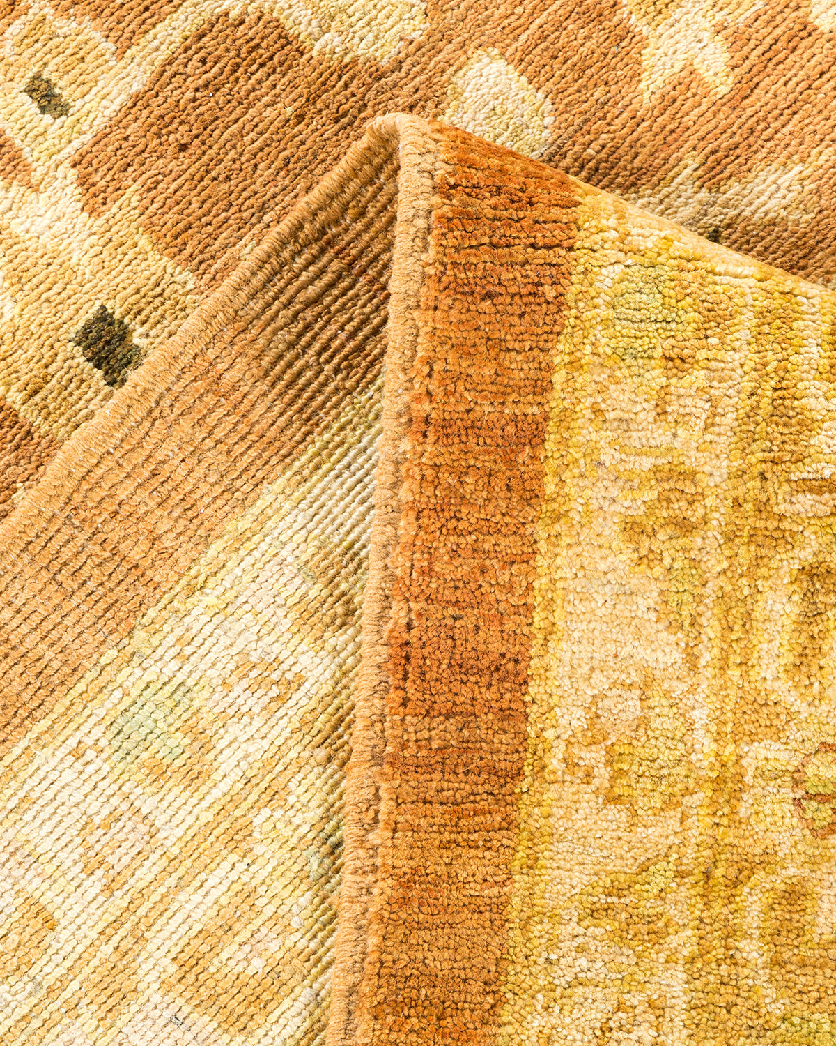 Eclectic, One-of-a-Kind Hand-Knotted Area Rug - Yellow, 9' 2" x 11' 10"