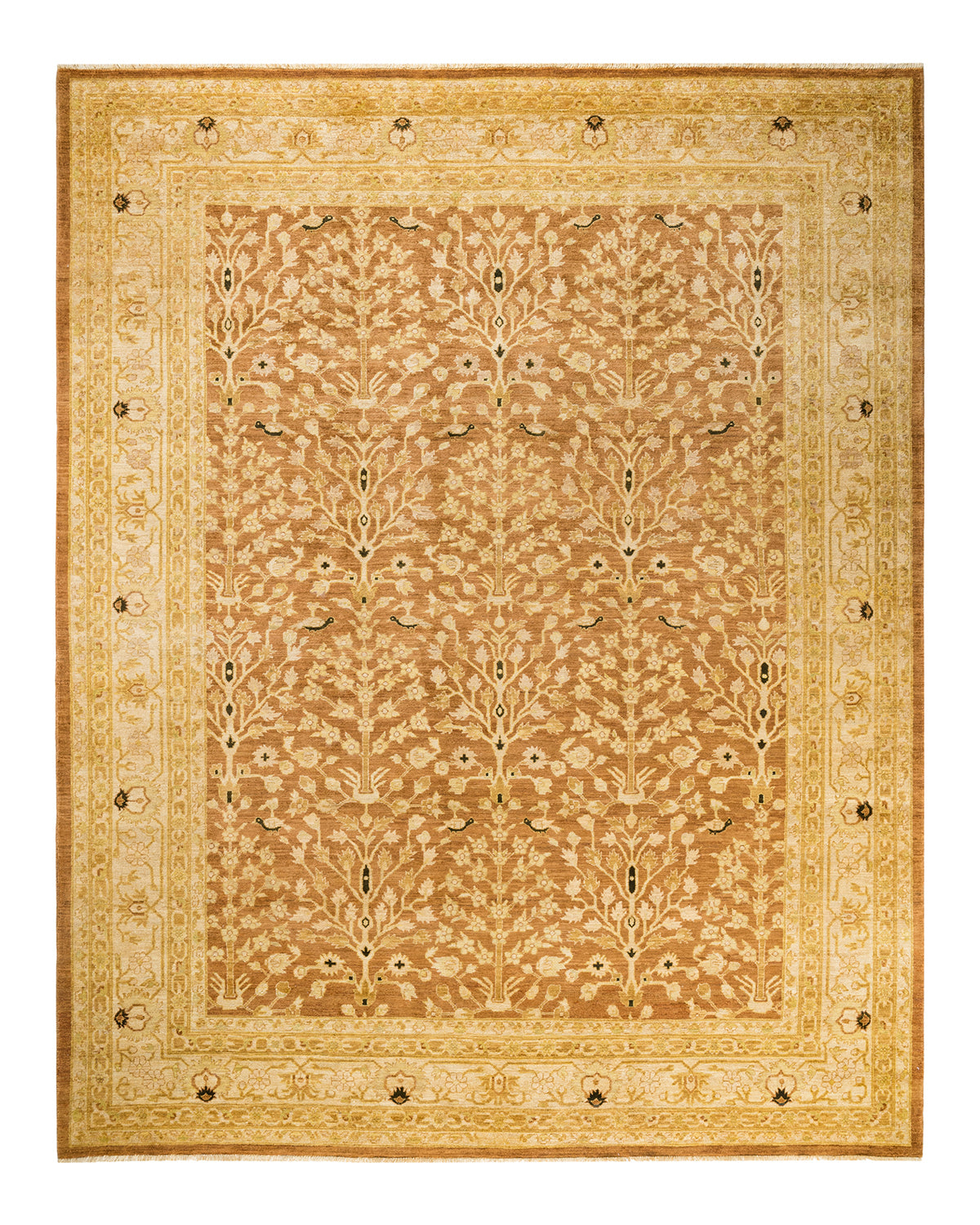 Eclectic, One-of-a-Kind Hand-Knotted Area Rug - Yellow, 9' 2" x 11' 10"