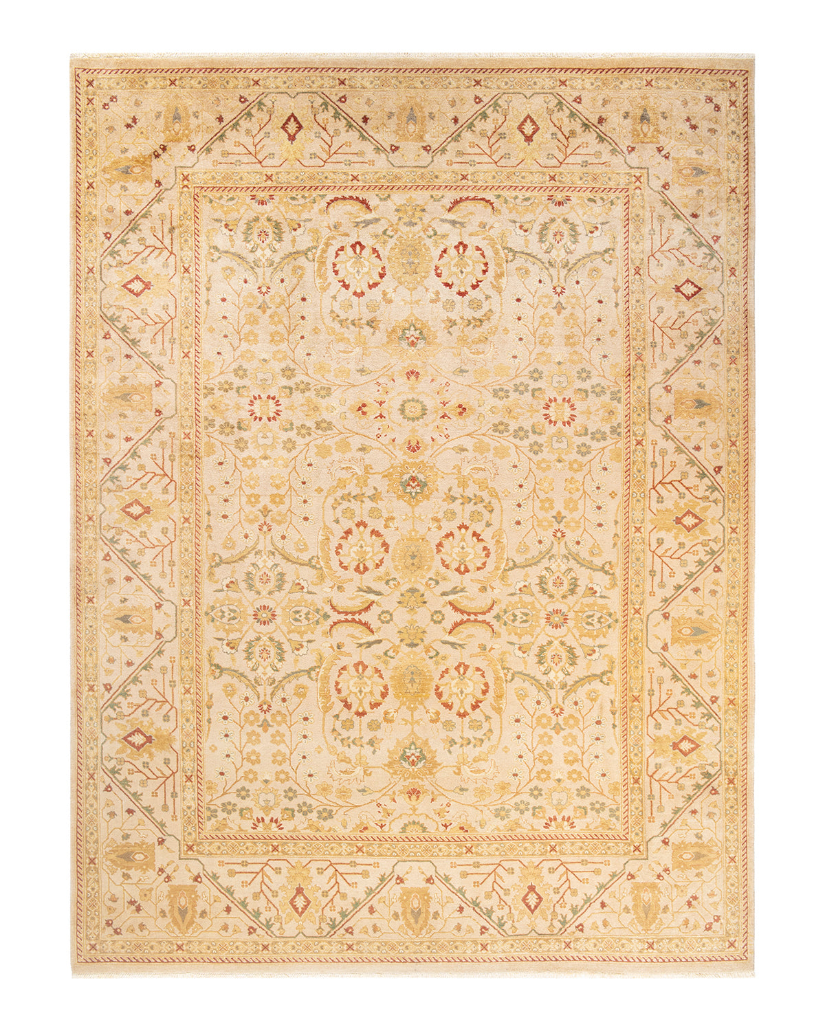 Eclectic, One-of-a-Kind Hand-Knotted Area Rug - Ivory, 9' 2" x 12' 4"