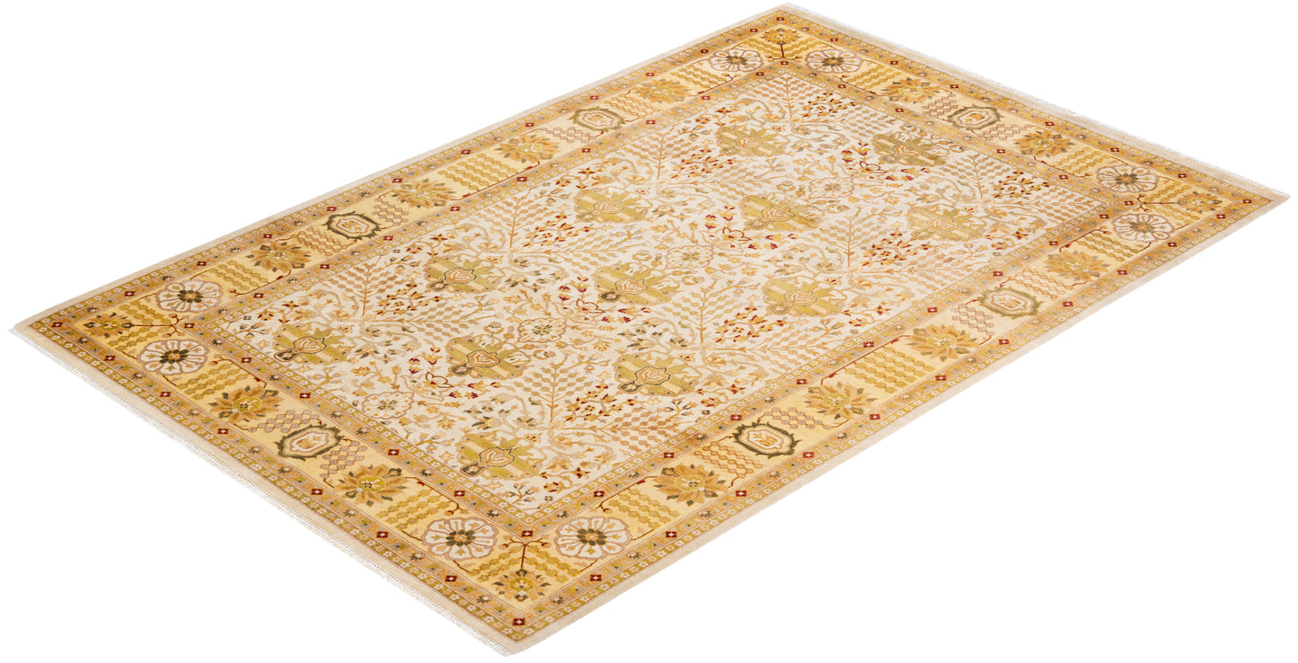 Mogul, One-of-a-Kind Hand-Knotted Area Rug - Ivory, 6' 2" x 9' 3"