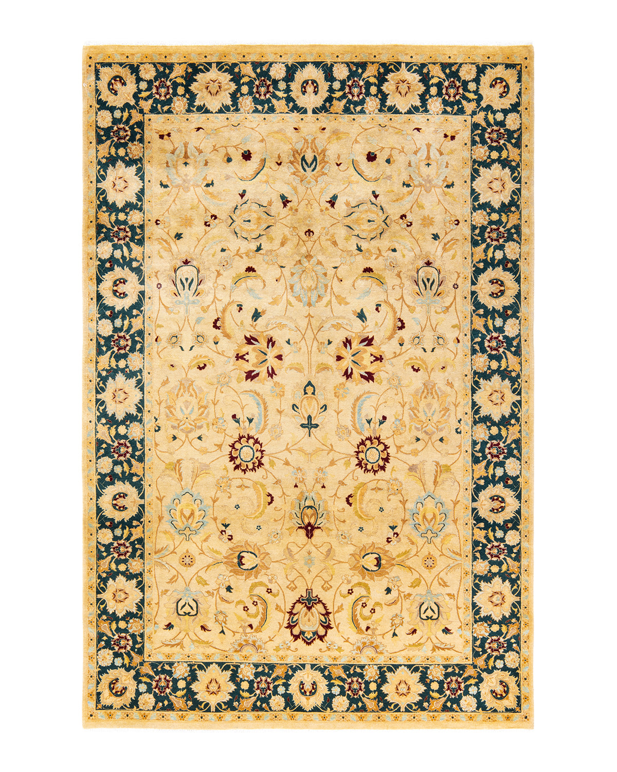 Mogul, One-of-a-Kind Hand-Knotted Area Rug - Ivory, 6' 1" x 9' 3"
