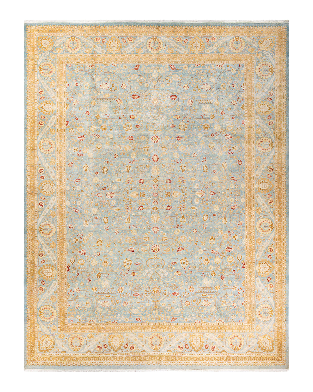 Mogul, One-of-a-Kind Hand-Knotted Area Rug - Light Blue, 9' 1" x 12' 4"