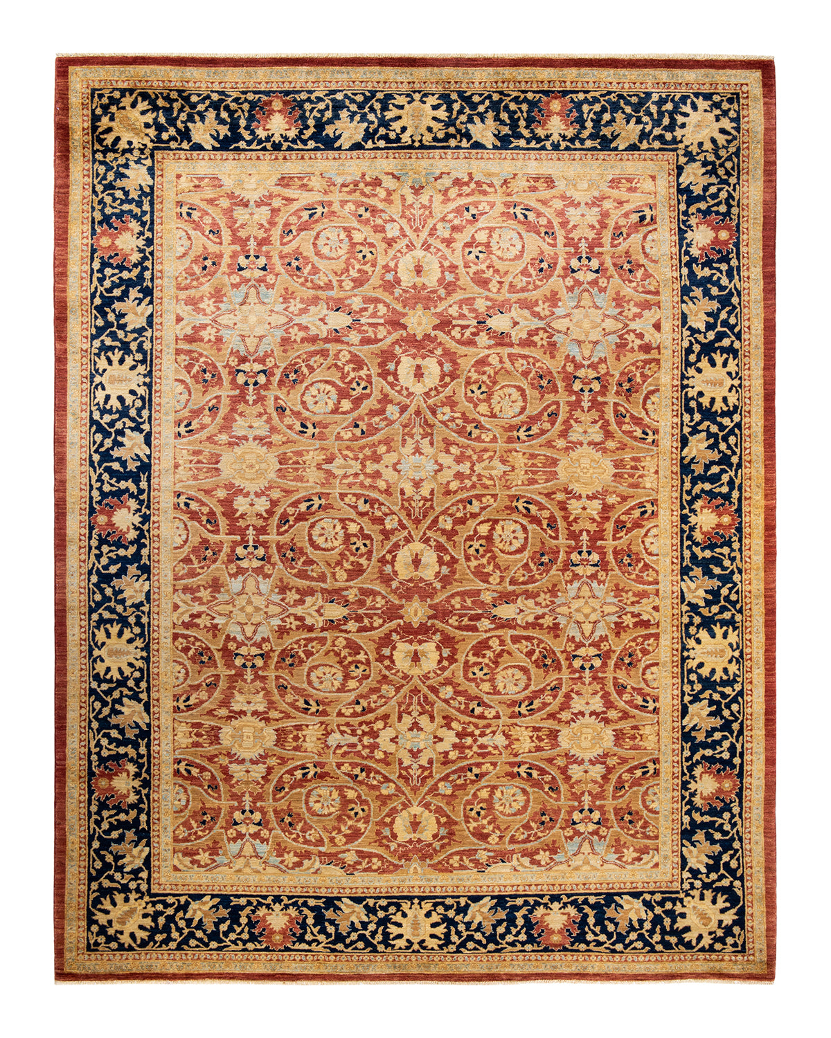 Eclectic, One-of-a-Kind Hand-Knotted Area Rug - Orange, 9' 2" x 11' 9"