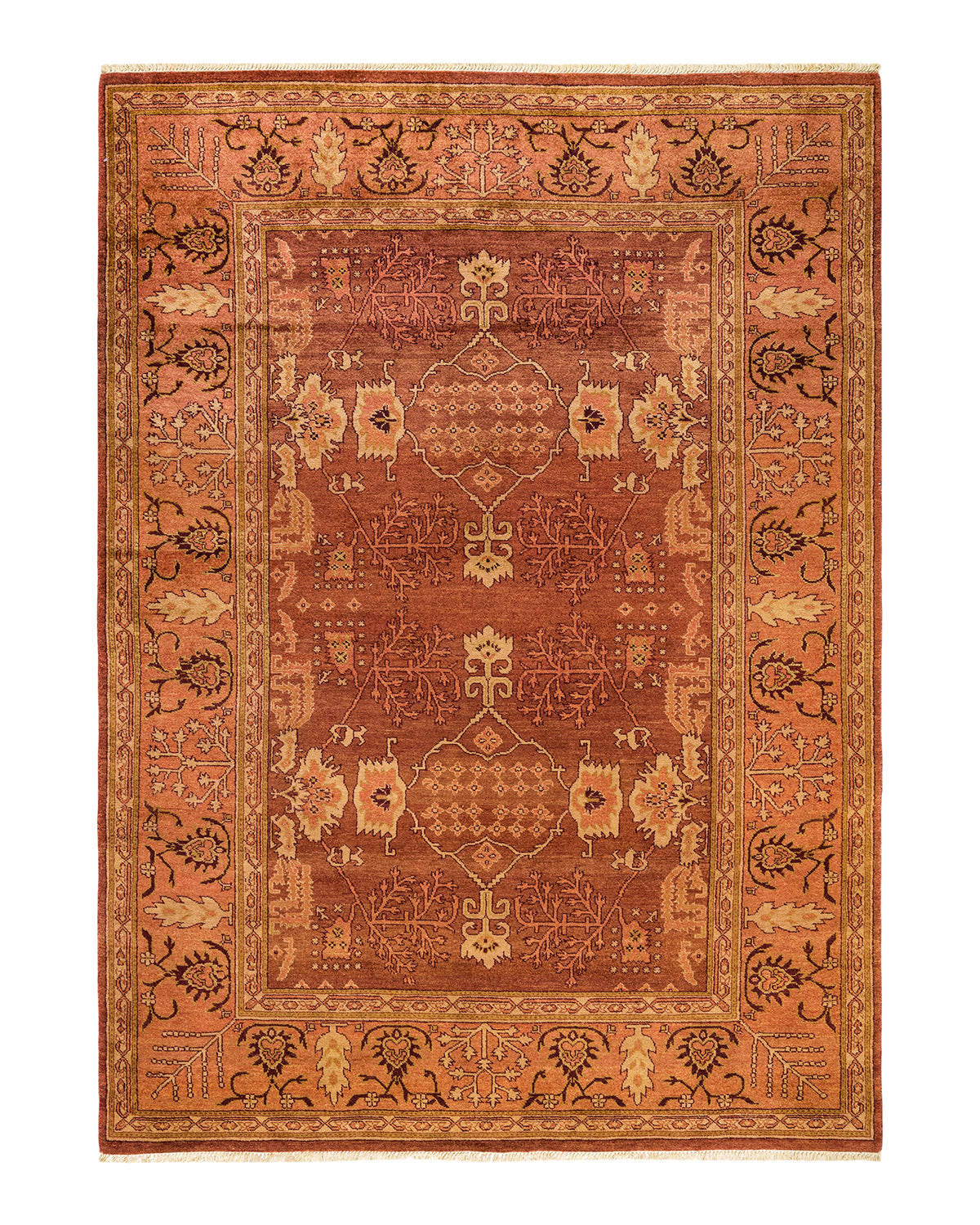 Eclectic, One-of-a-Kind Hand-Knotted Area Rug - Orange, 6' 3" x 8' 5"