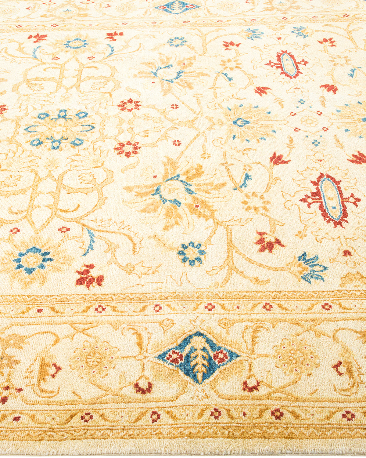 Eclectic, One-of-a-Kind Hand-Knotted Area Rug - Ivory, 6' 1" x 8' 10"