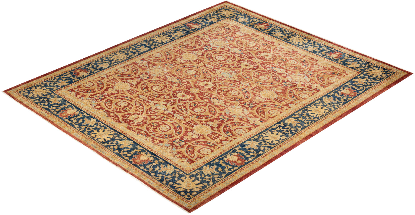 Eclectic, One-of-a-Kind Hand-Knotted Area Rug - Orange, 8' 4" x 9' 9"