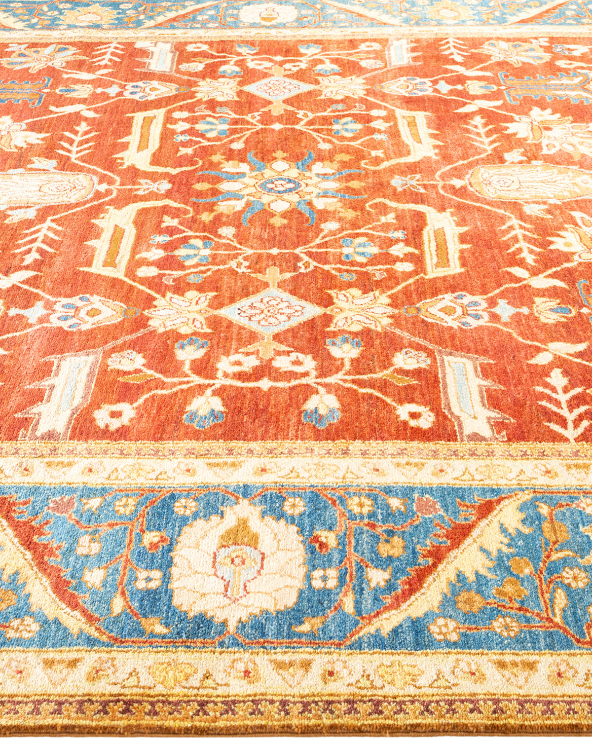 Eclectic, One-of-a-Kind Hand-Knotted Area Rug - Orange, 8' 2" x 9' 10"