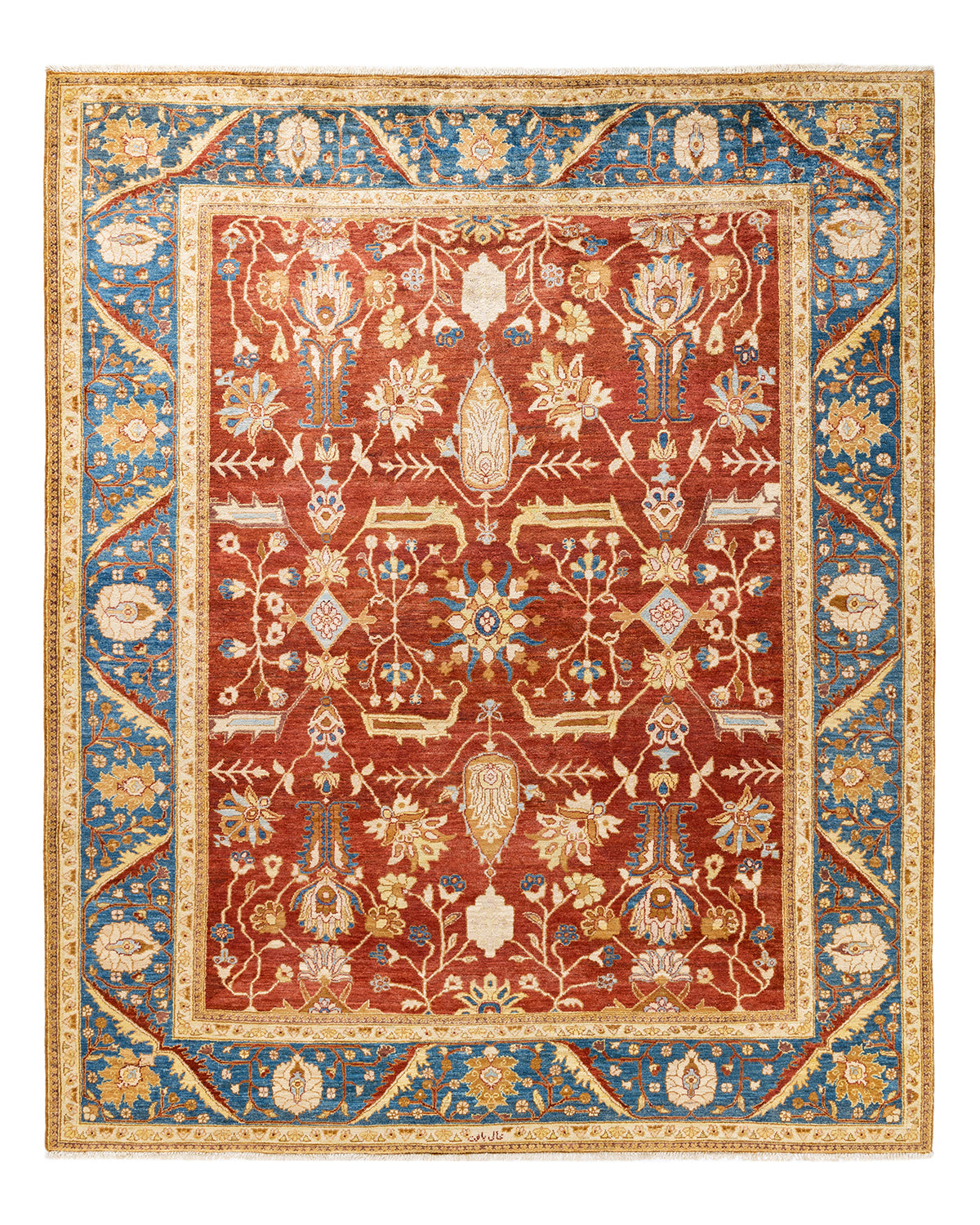 Eclectic, One-of-a-Kind Hand-Knotted Area Rug - Orange, 8' 2" x 9' 10"