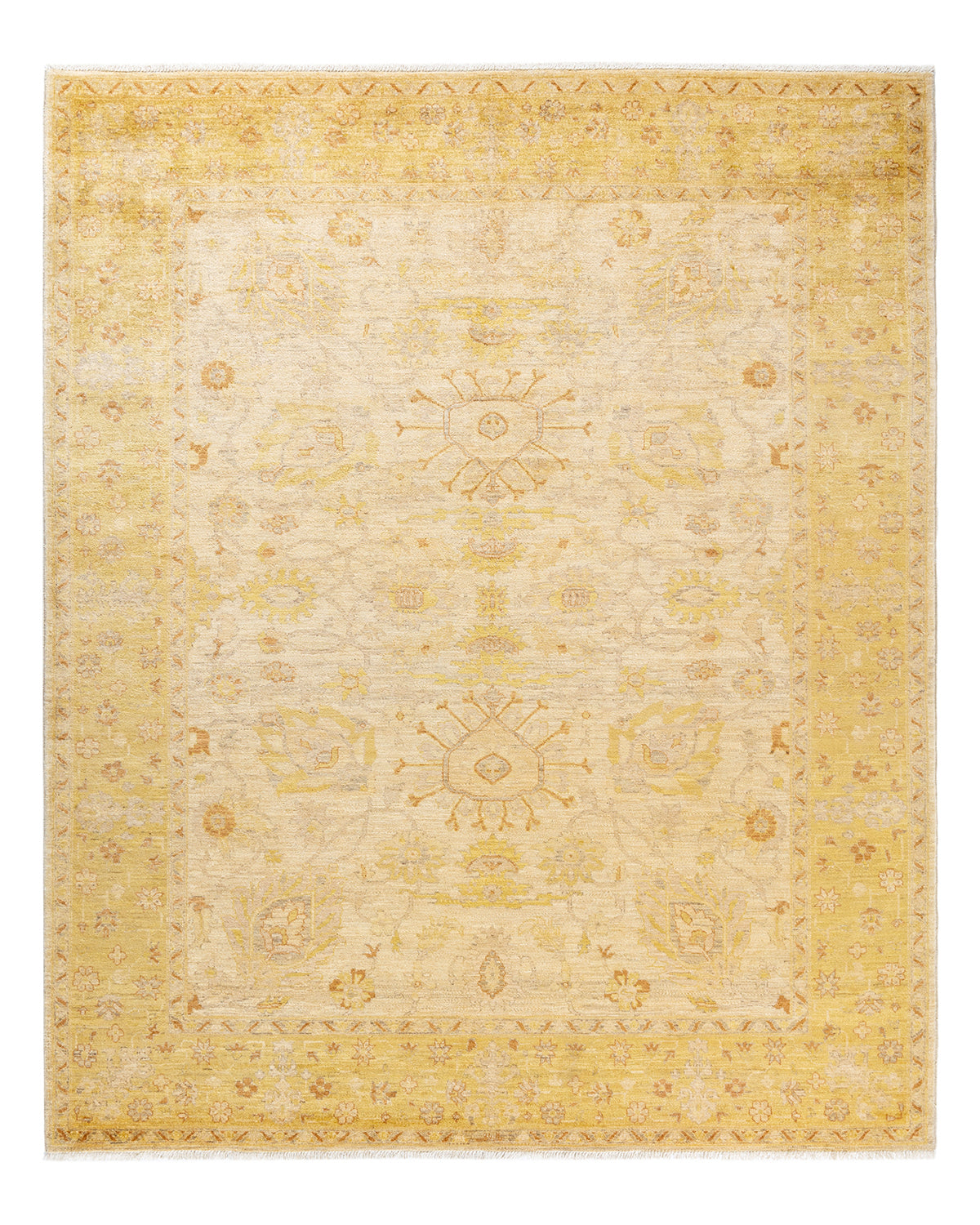 Eclectic, One-of-a-Kind Hand-Knotted Area Rug - Ivory, 8' 2" x 9' 9"