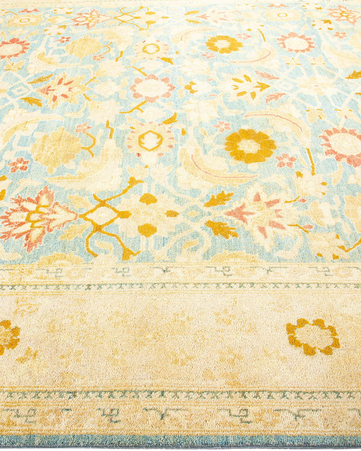 Eclectic, One-of-a-Kind Hand-Knotted Area Rug - Light Blue, 8' 4" x 10' 1"