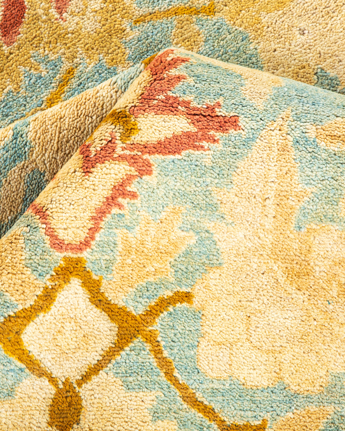 Eclectic, One-of-a-Kind Hand-Knotted Area Rug - Light Blue, 8' 4" x 10' 1"