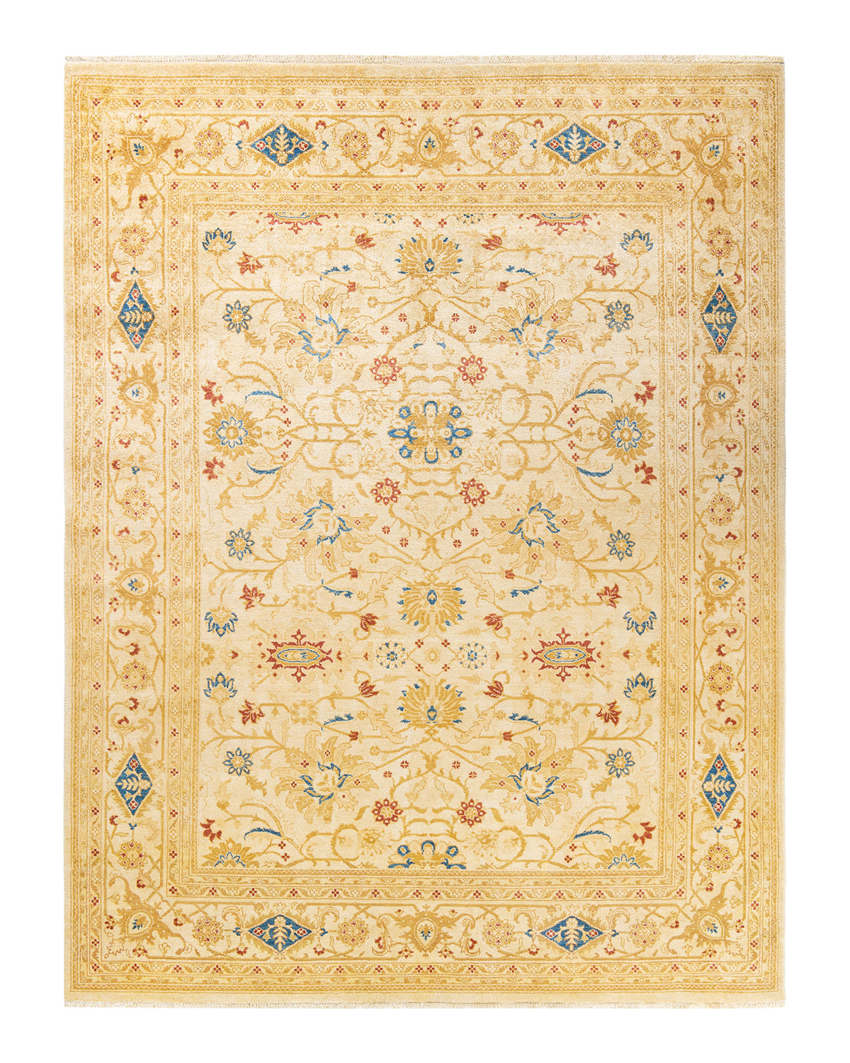 Eclectic, One-of-a-Kind Hand-Knotted Area Rug - Ivory, 8' 1" x 10' 8"