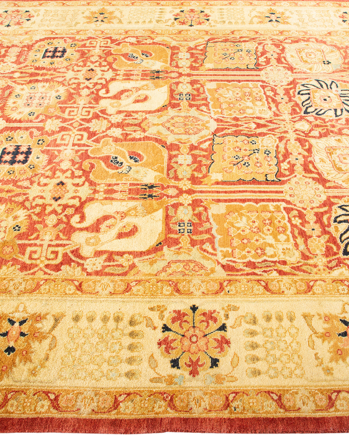 Eclectic, One-of-a-Kind Hand-Knotted Area Rug - Orange, 6' 2" x 8' 10"