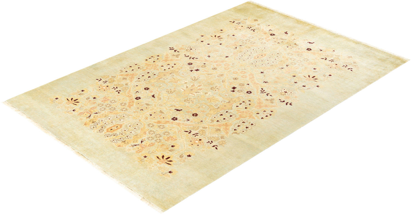 Eclectic, One-of-a-Kind Hand-Knotted Area Rug - Light Blue, 5' 10" x 9' 1"