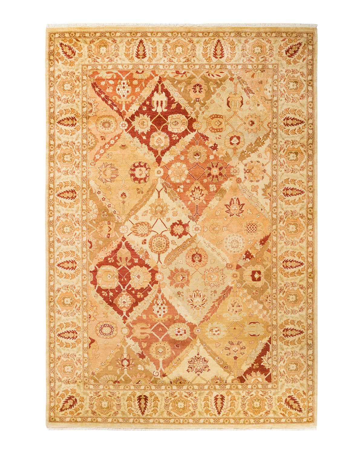 Eclectic, One-of-a-Kind Hand-Knotted Area Rug - Ivory, 6' 2" x 9' 1"