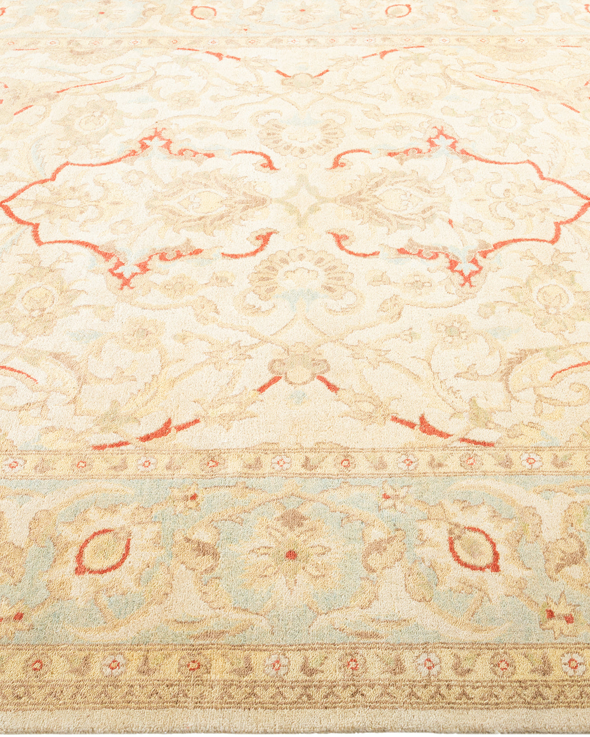 Eclectic, One-of-a-Kind Hand-Knotted Area Rug - Ivory, 6' 1" x 9' 3"