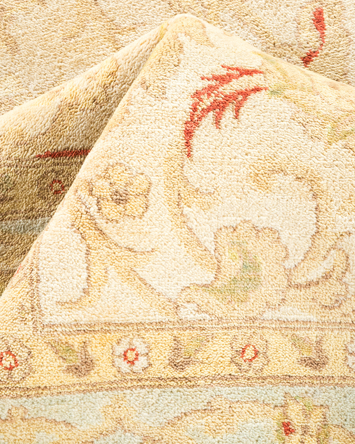 Eclectic, One-of-a-Kind Hand-Knotted Area Rug - Ivory, 6' 1" x 9' 3"