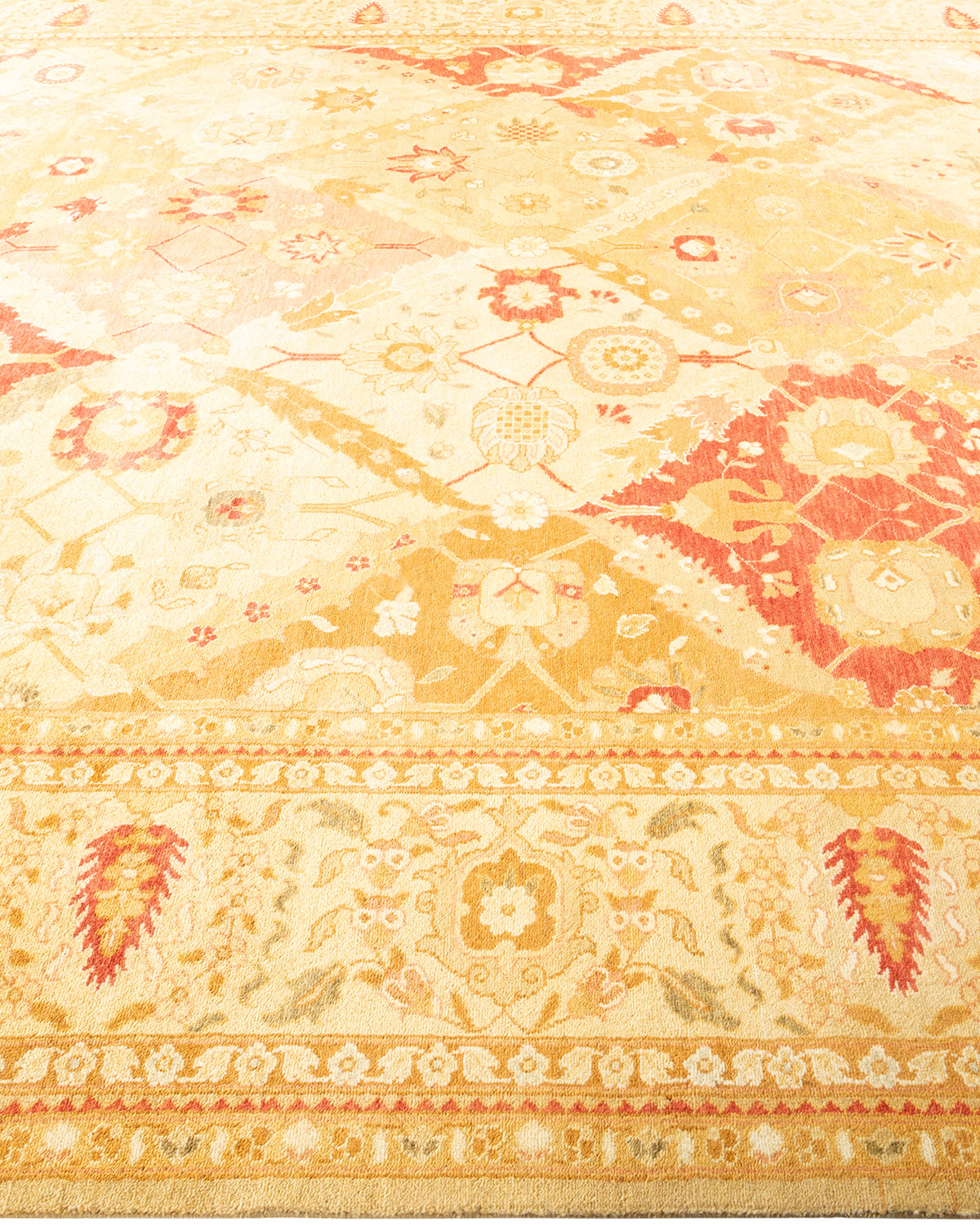 Eclectic, One-of-a-Kind Hand-Knotted Area Rug - Yellow, 9' 1" x 12' 3"