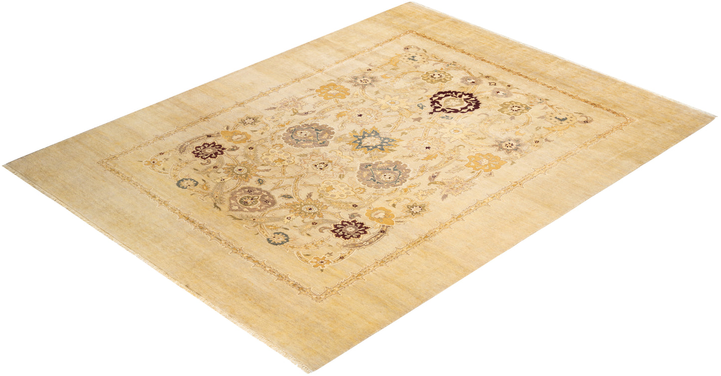 Eclectic, One-of-a-Kind Hand-Knotted Area Rug - Ivory, 8' 0" x 10' 4"
