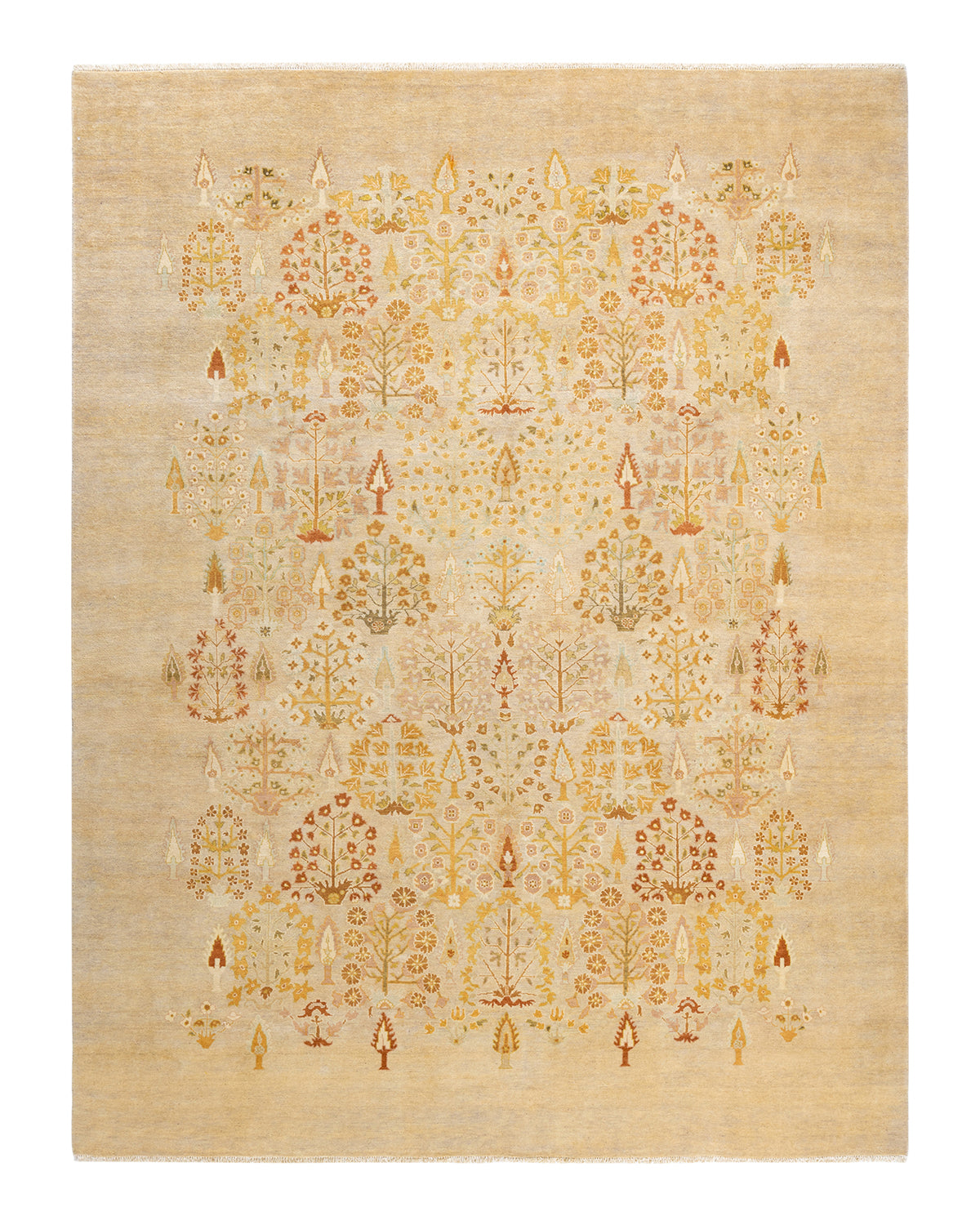 Eclectic, One-of-a-Kind Hand-Knotted Area Rug - Ivory, 8' 1" x 10' 6"