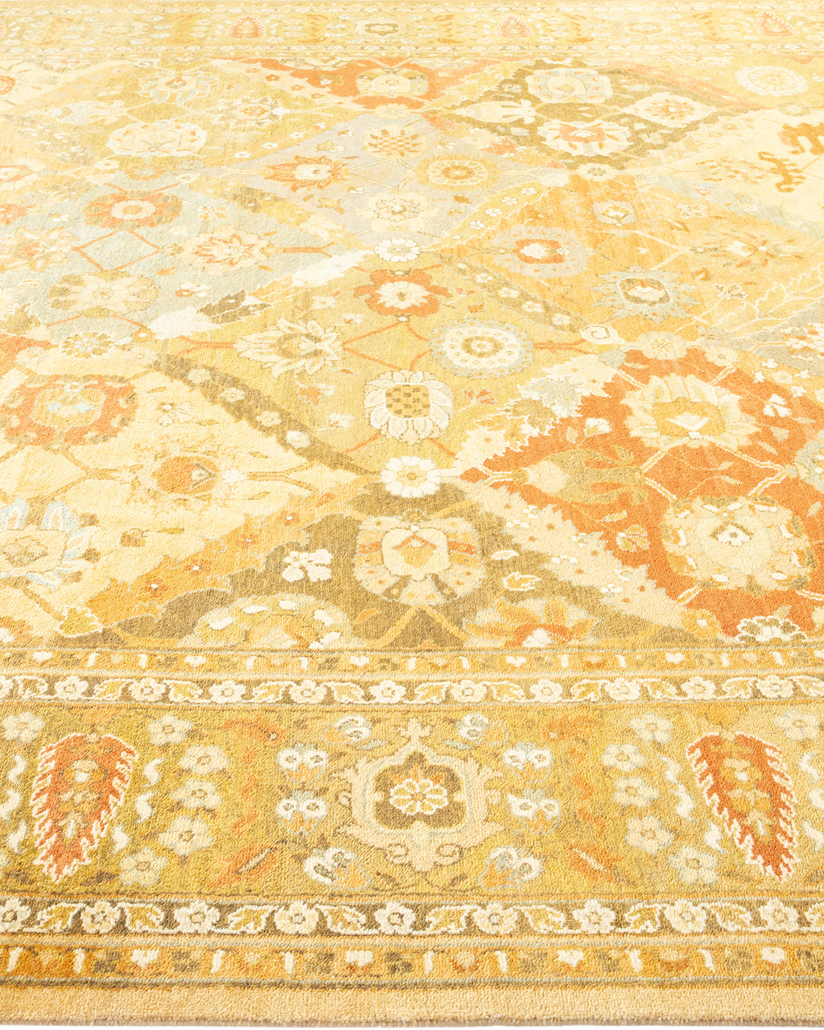 Eclectic, One-of-a-Kind Hand-Knotted Area Rug - Yellow, 8' 1" x 10' 6"