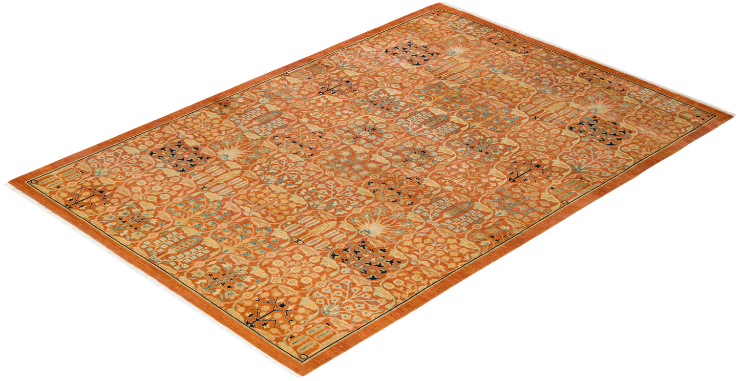 Mogul, One-of-a-Kind Hand-Knotted Area Rug - Orange, 6' 1" x 9' 2"