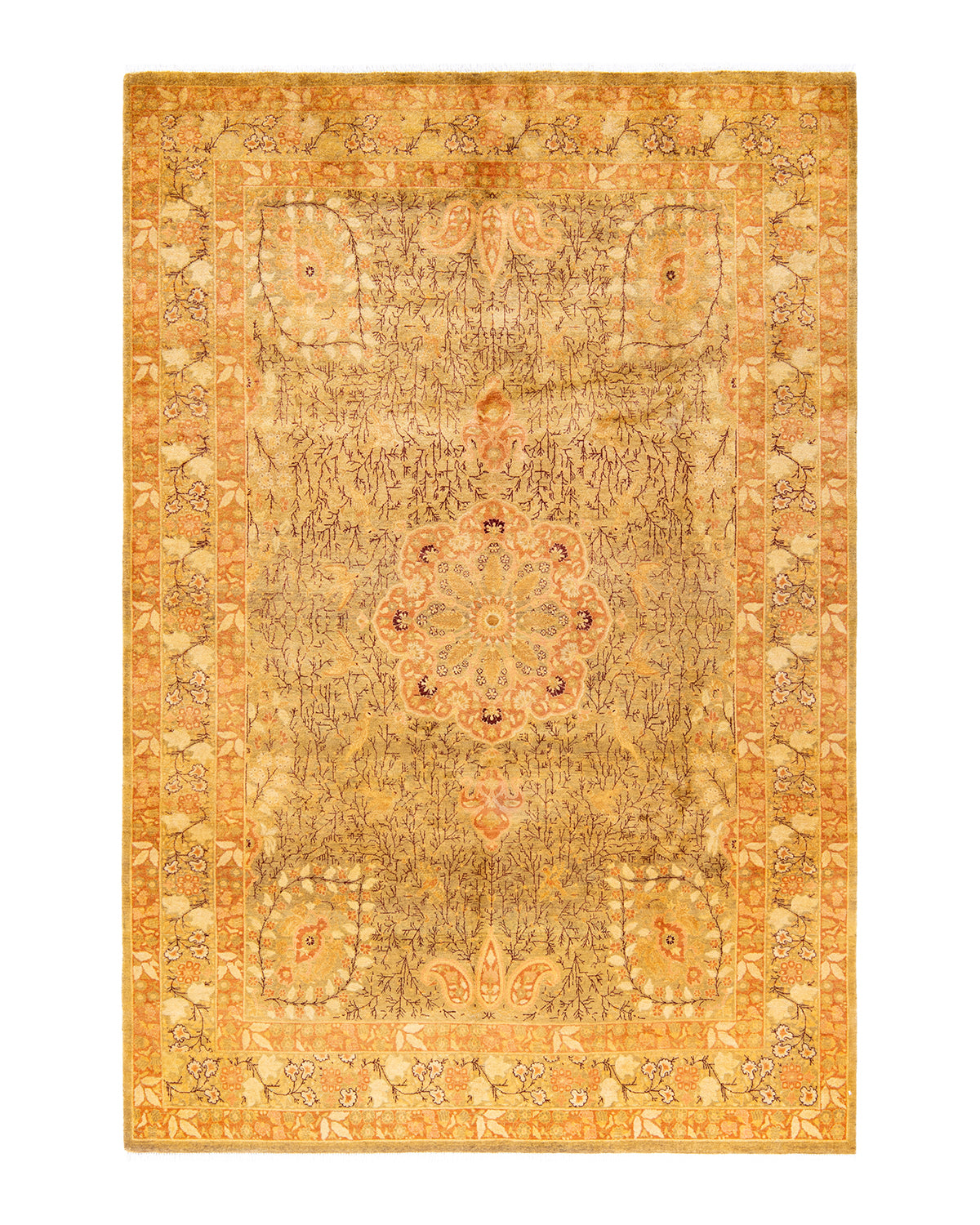 Mogul, One-of-a-Kind Hand-Knotted Area Rug - Green, 6' 1" x 9' 0"