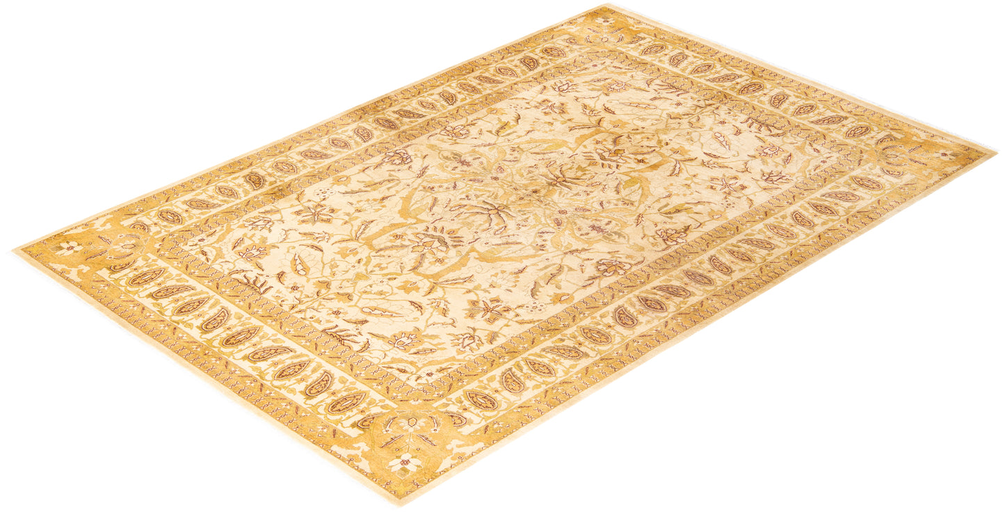 Mogul, One-of-a-Kind Hand-Knotted Area Rug - Ivory, 6' 1" x 9' 3"