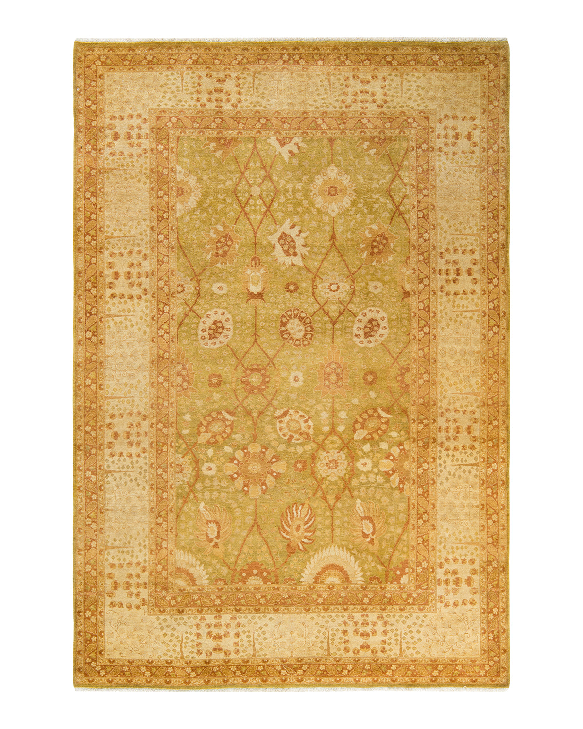 Mogul, One-of-a-Kind Hand-Knotted Area Rug - Green, 6' 3" x 9' 2"
