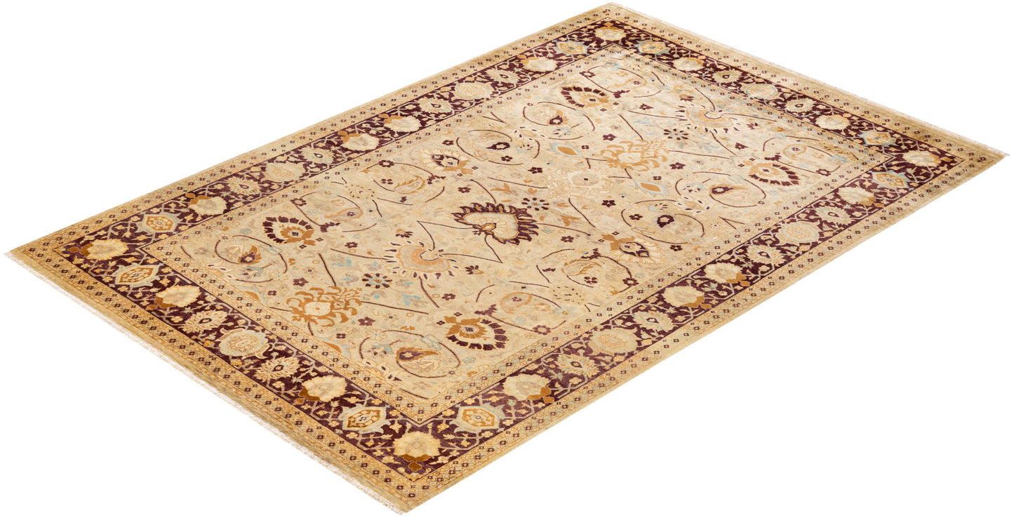 Mogul, One-of-a-Kind Hand-Knotted Area Rug - Ivory, 6' 1" x 9' 1"