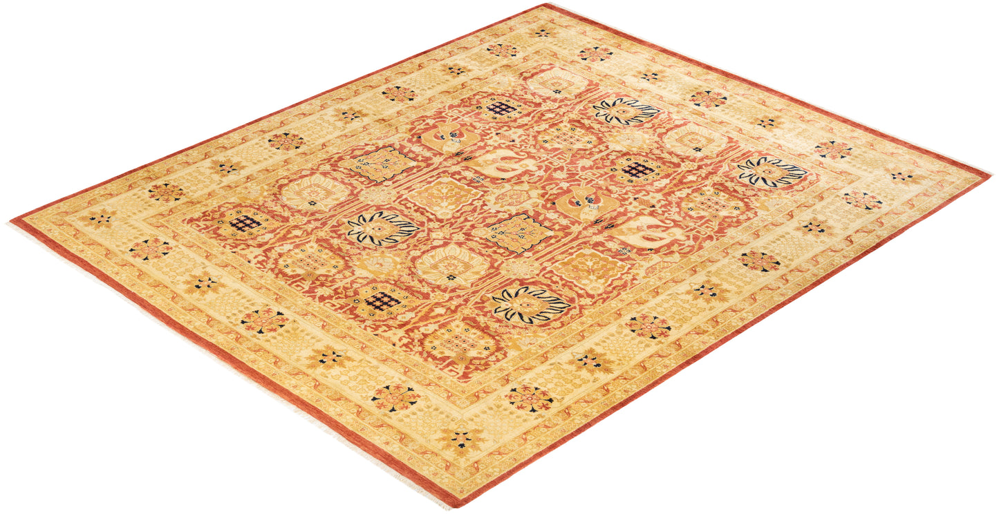 Eclectic, One-of-a-Kind Hand-Knotted Area Rug - Orange, 8' 2" x 9' 9"