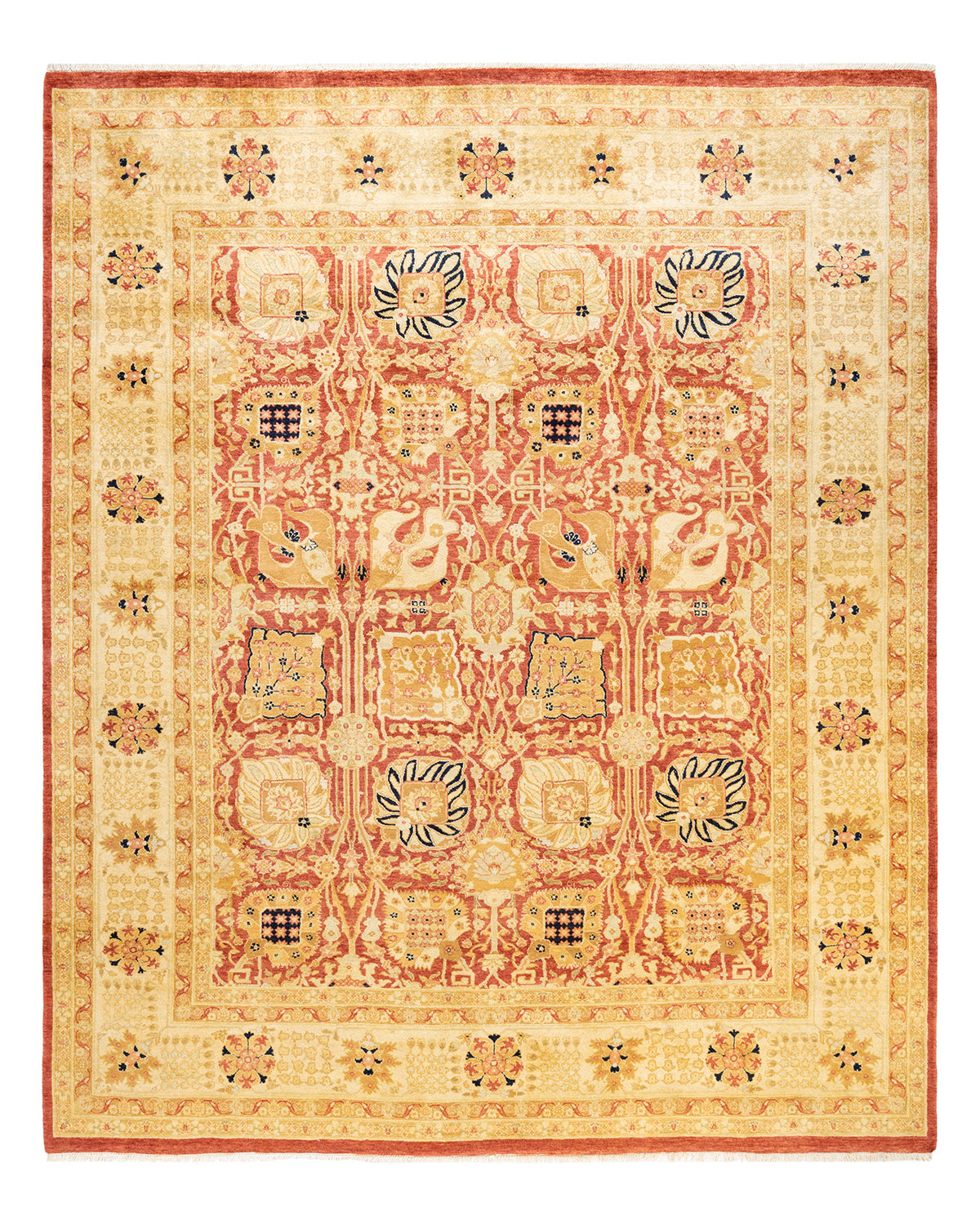 Eclectic, One-of-a-Kind Hand-Knotted Area Rug - Orange, 8' 2" x 9' 9"