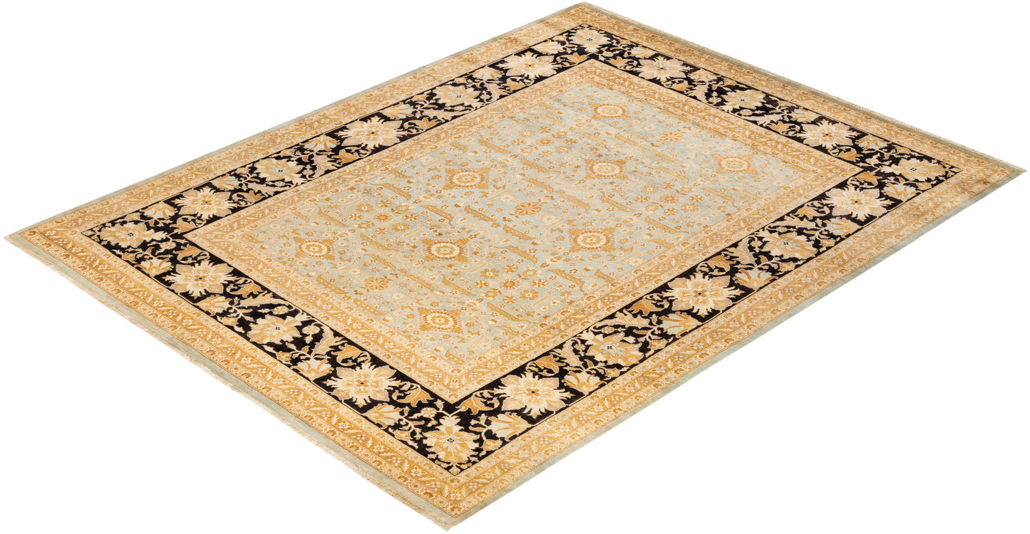 Eclectic, One-of-a-Kind Hand-Knotted Area Rug - Light Blue, 8' 1" x 10' 5"