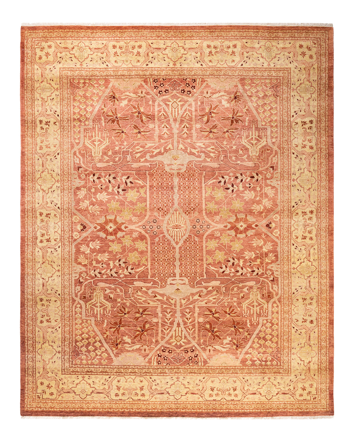 Eclectic, One-of-a-Kind Hand-Knotted Area Rug - Pink, 8' 1" x 10' 5"
