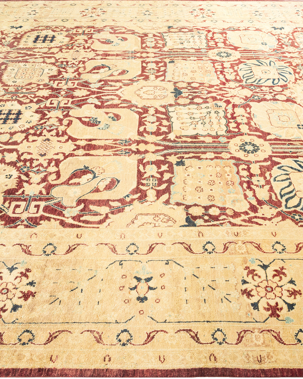 Eclectic, One-of-a-Kind Hand-Knotted Area Rug - Red, 7' 10" x 9' 10"