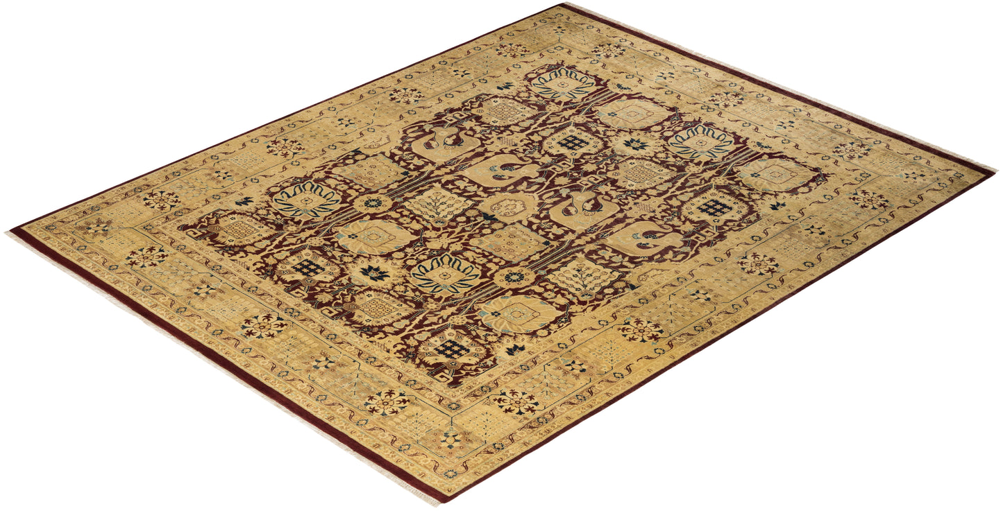 Eclectic, One-of-a-Kind Hand-Knotted Area Rug - Red, 7' 10" x 9' 10"