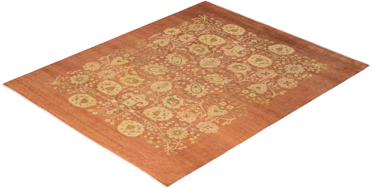 Eclectic, One-of-a-Kind Hand-Knotted Area Rug - Pink, 8' 2" x 10' 0"